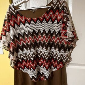 Chevron Patterned Poncho Top
